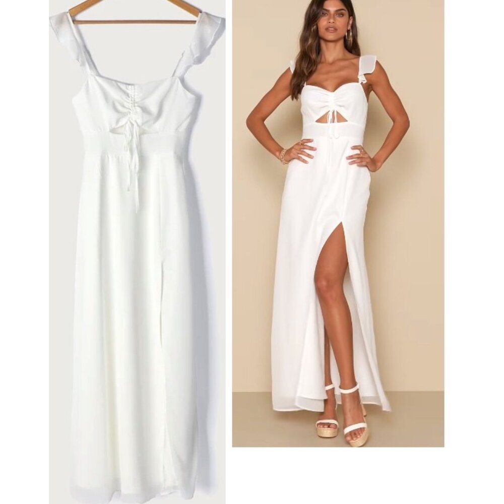 Lulus The Way to Love White Ruffled Maxi Dress Size XS NWOT